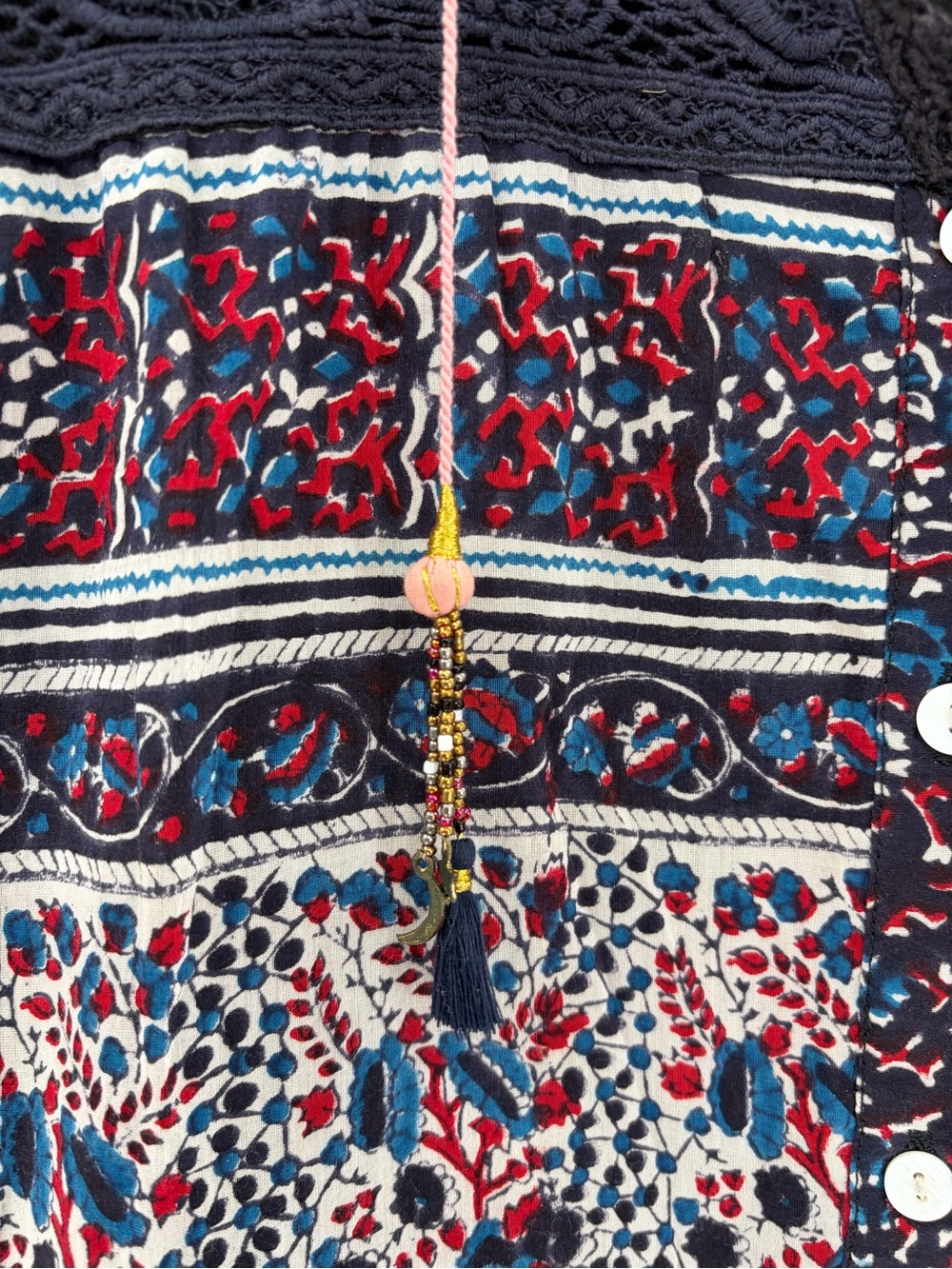 Bell by Alicia bell bohemian tassel festival cotton mixed print dress maxi sz xs - Picture 4 of 14